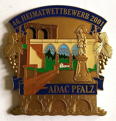Plakette ADAC Pfalz 46. Heimatwettbewerb 2001 goldfarbig emailliert Sammler