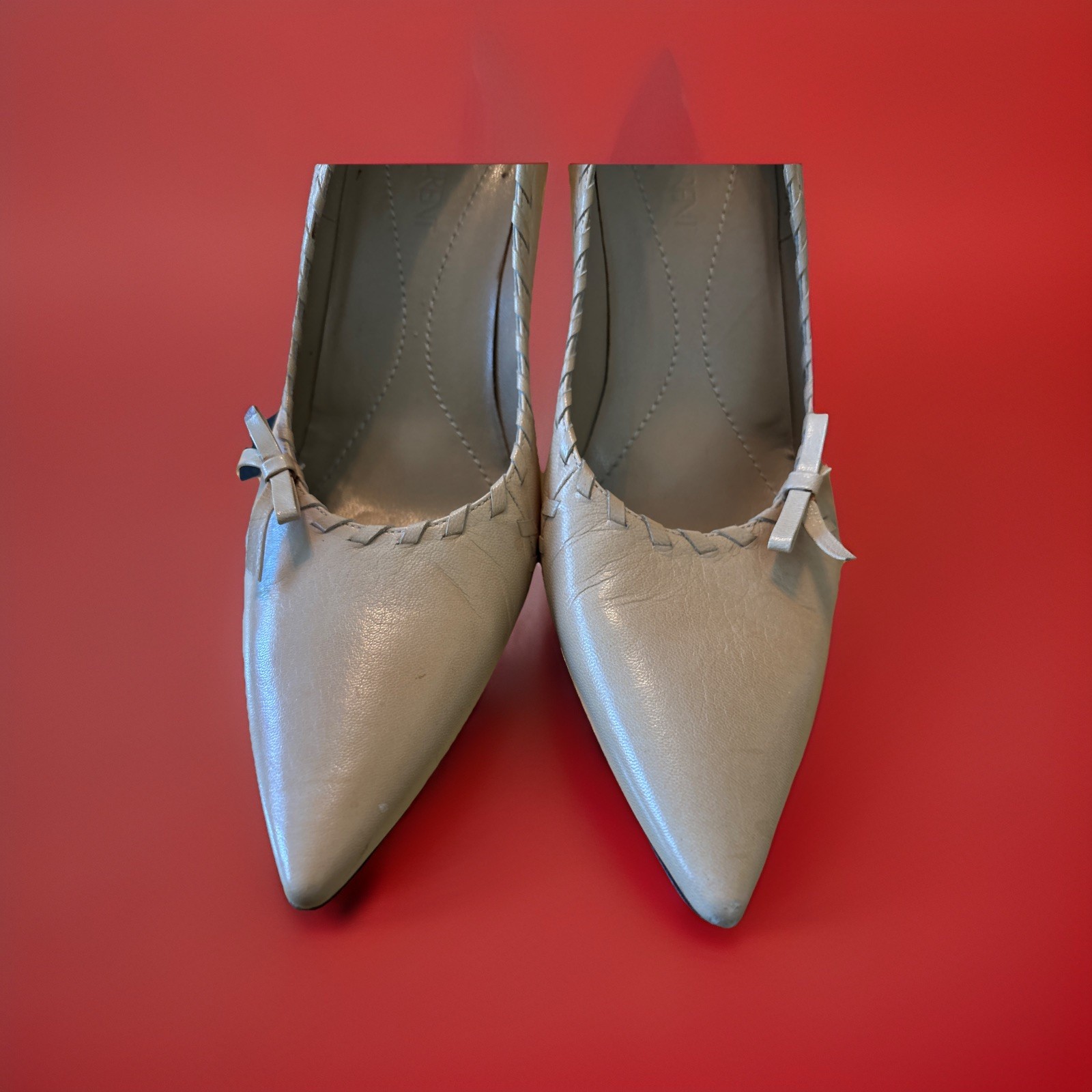 YVES SAINT LAURENT Italia decolte marroni tacco intreccio fiocchi accenti taglia 40 5