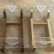 Clear Acrylic & Wood Angled Slant-Back Display Stand for vinyl records