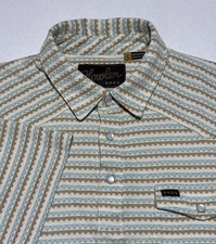 Howler Bros Ranchero Jacquard Polo Shirt Mens L Beige Aztec Western Pearl Snap