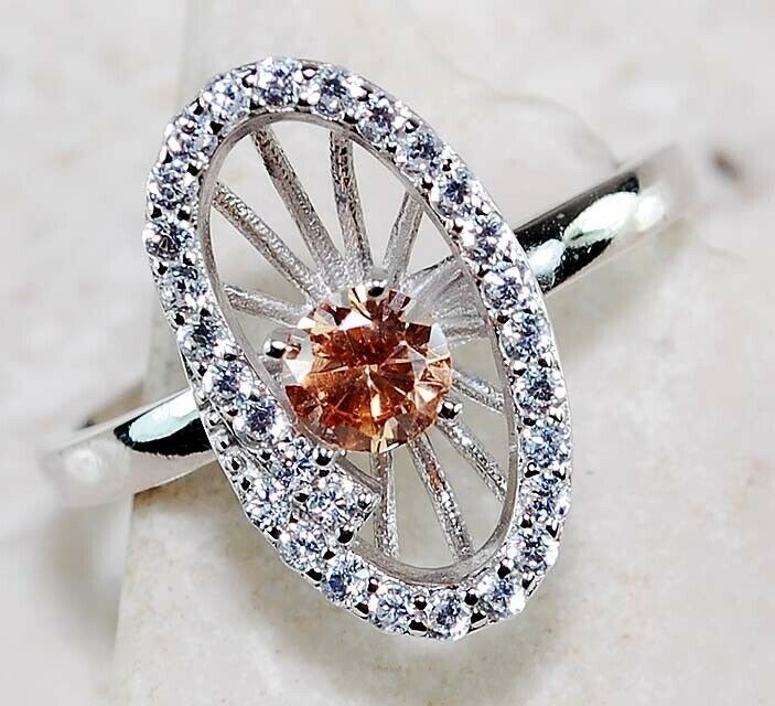 1CT  Padparadscha 925 Sterling Silver Ring Jewelry Sz 7 MM1-5