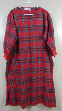 The Vermont Country Store Red Plaid Flannel Nightgown Cotton Portugal Size XL