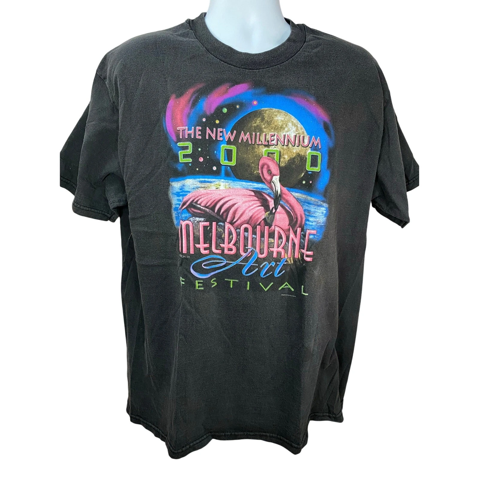 Melbourne Art Festival 2000 Pink Flamingo T-Shirt Men’s Size XL Vintage Y2K