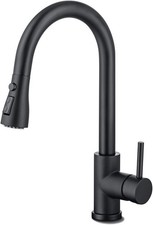 Pull‑Down Kitchen Faucet High Arc Dual Spray 360° Swivel Matte Black Steel