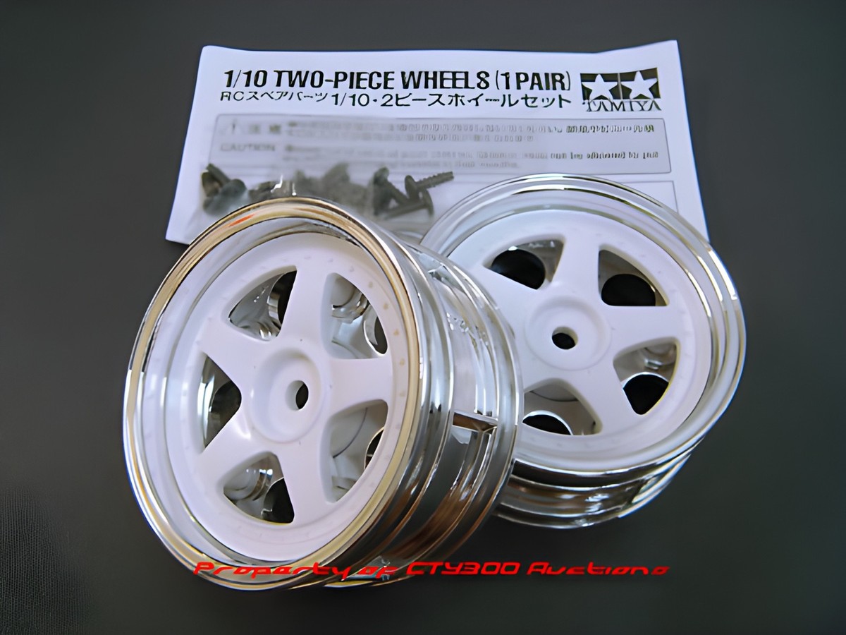 Vintage Tamiya WHITE 5-SPOKE 2pc Wheels TA02 TA03 TA01 Porsche