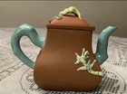 Vintage Handmade Asian Pine-Plum-Bamboo Clay Teapot With Colorful Glaze — photo 3