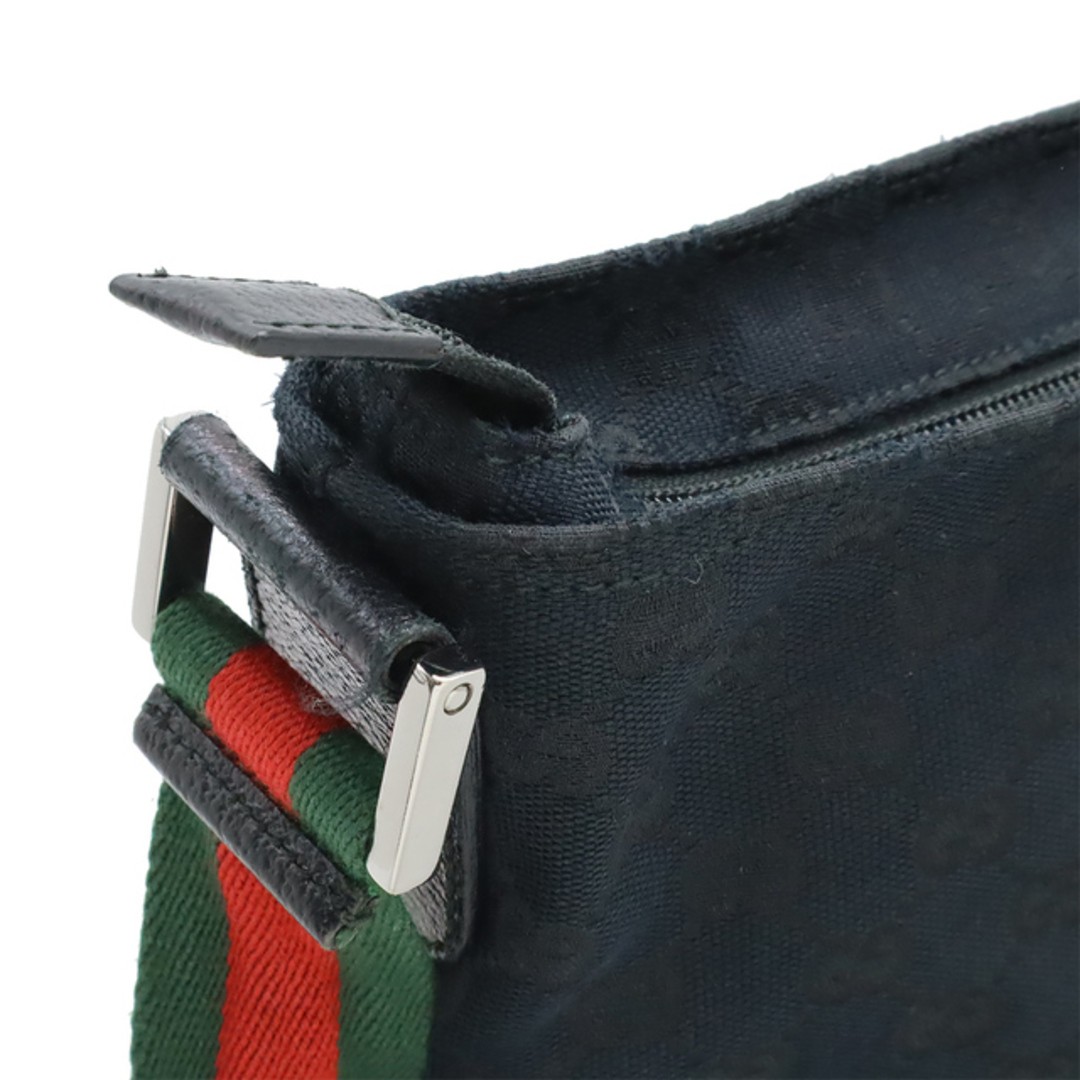 GUCCI GG Canvas Sherry Line Web Shoulder Bag Black Leather Used thumbnail 4
