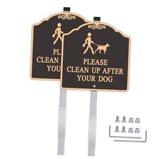 Large 2 Pack 12x12 Inch Please Clean Up After Your Dog Sign, Metal,