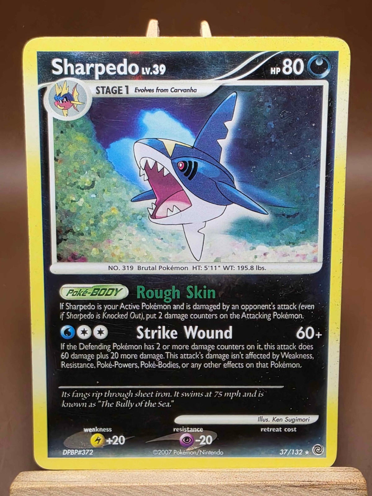 HP Sharpedo - 37/132 Reverse Holo Heavily Played Pokemon Diamond & Pearl