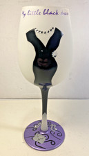 Rare Lolita "Little Black Dress" Winei Glass  Hand-Painted Retired