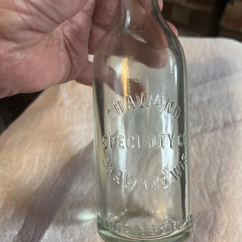 Vintage Soda Embossed Bottle 8 oz  Shawano Specialty Co. Shawano WI