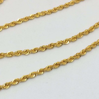 18K Solid Gold Hollow Rope Chain Necklace Men Women Genuine 18k Gold