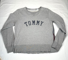 Vintage 90s Tommy Hilfiger Flag Logo Side Stripe Crew Neck Sweatshirt Size Large