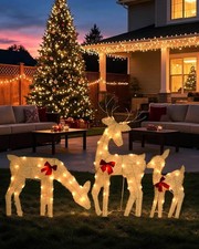 3 Piece 2D Lighted Reindeer Family Set, Christmas Decorations Outdoor