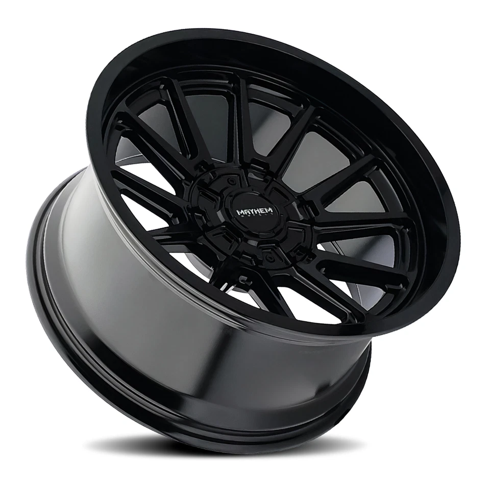 Rueda negra brillante Mayhem Intrepid 18x9 8x6,5-12 mm 18" para Chevy GMC Ram Ford Foto 3 de 4