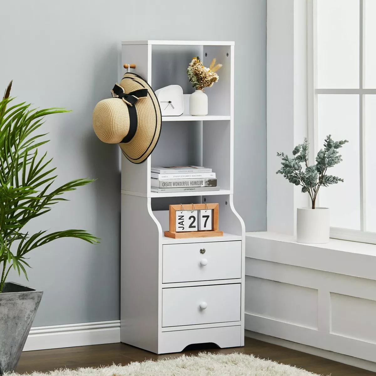 2 drawer on sale nightstand with shelf