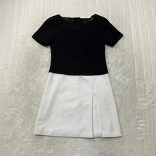 White House Black Market Size 4 Short Sleeve Colorblock Black Creamy White Dress