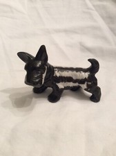 Scottie Terrier Dog Porcelain Figurine Black White Japan Vintage