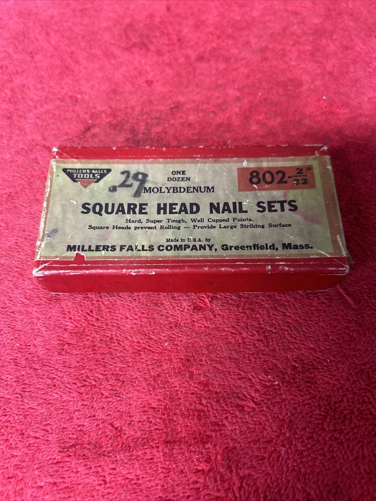 Vintage Millers Falls #802 Box With Mixed MF's Square Head Nail Sets 9pcs