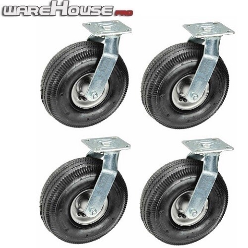 New Pneumatic Wheels/ Swivel Castor Wheels x4- 9.84'' / 250mm Dia- 125kg - Picture 1 of 1
