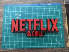 Netflix and Chill logo 3D printed display sign shelf