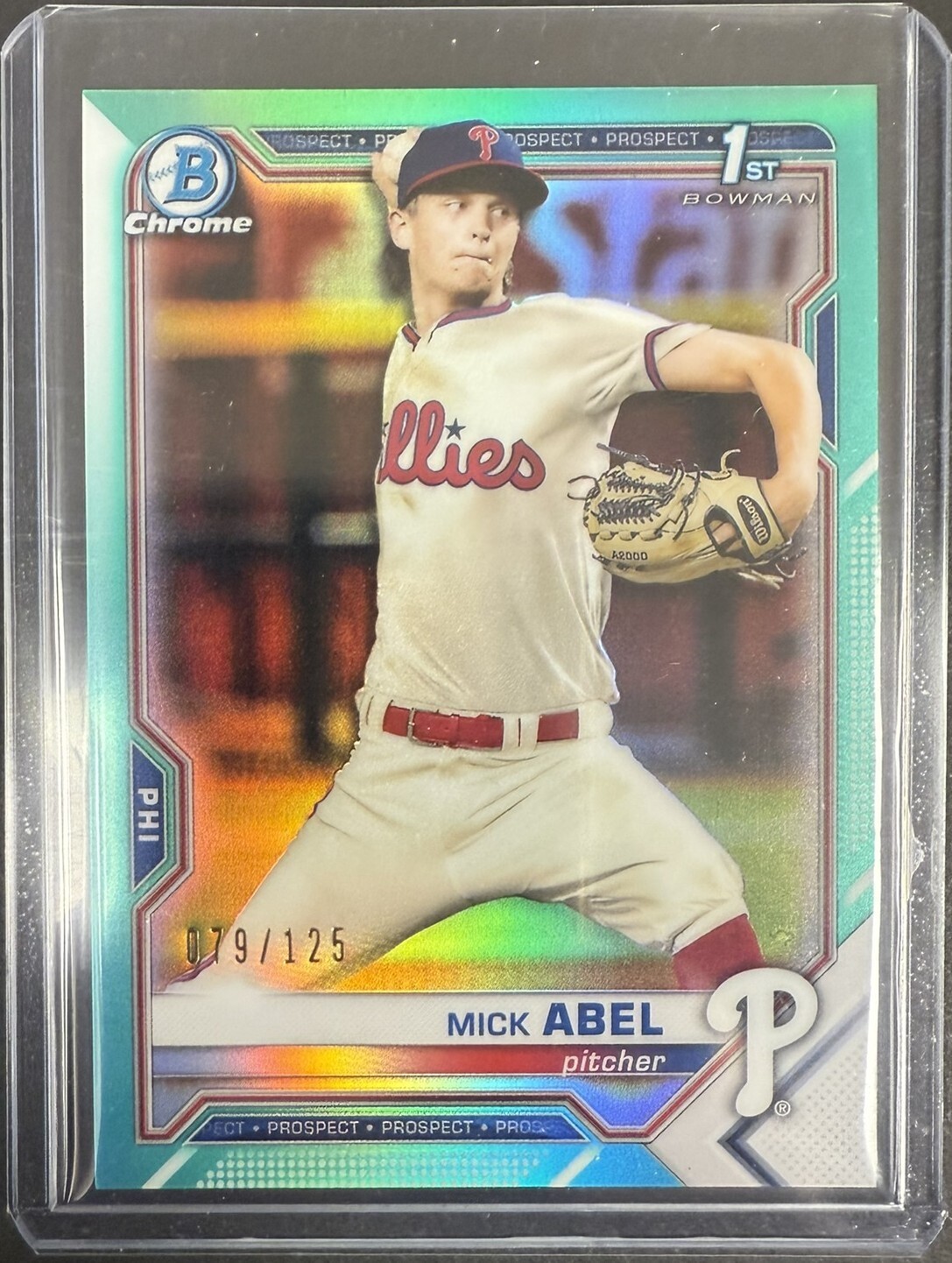 2021 Bowman 1st Chrome Mick Abel #BCP-42 Aqua Refractor 79/125 RC Twins
