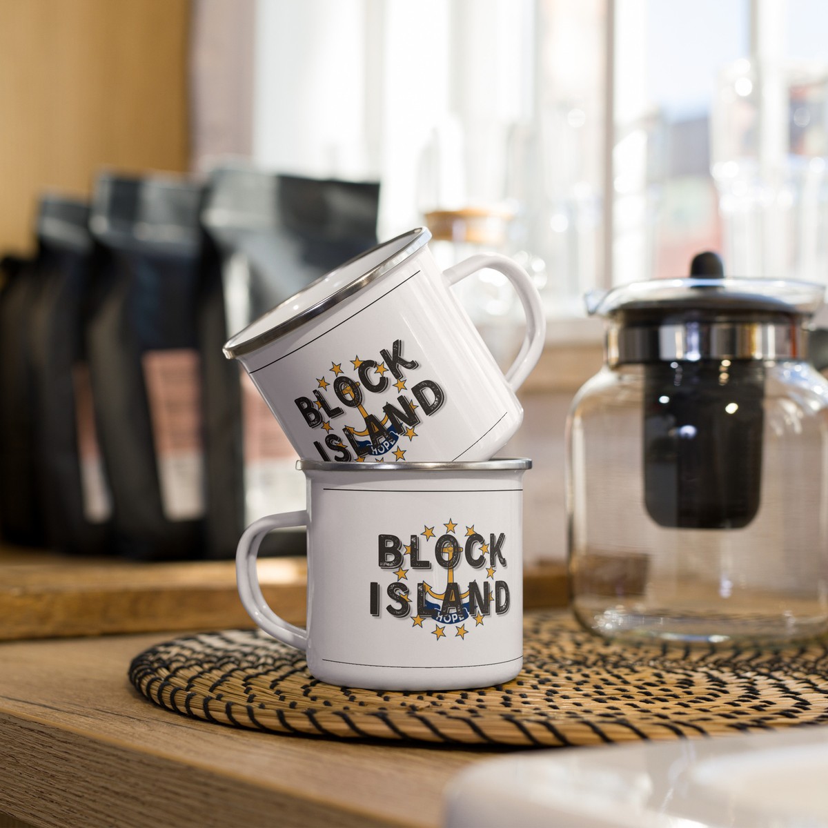 Block Island Rhode Island Flag Enamel Mug | eBay