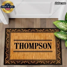 Personalized Monogram Doormat - Elegant Vintage Name Rug for Home Entryway