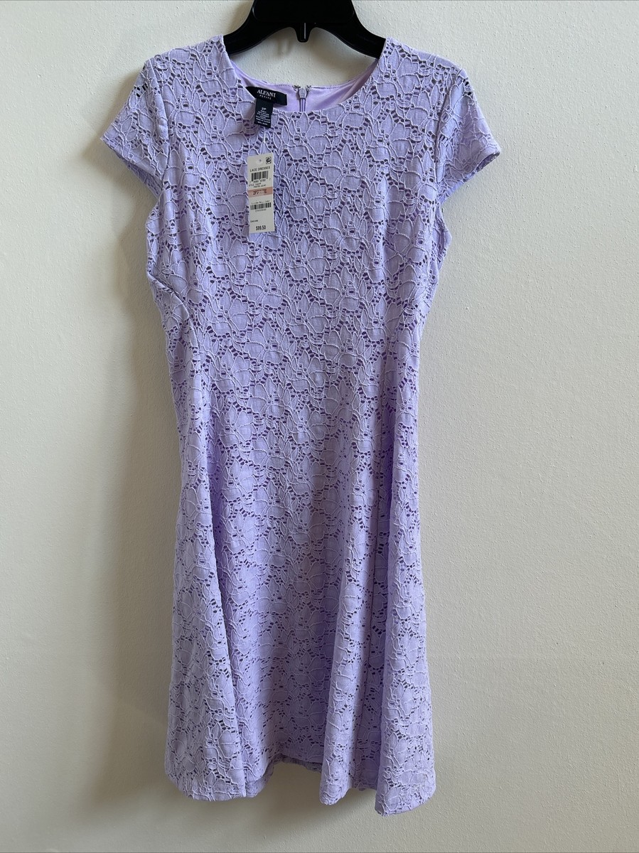 Alfani Women's Petite Lace Dress Lilac 2P | eBay