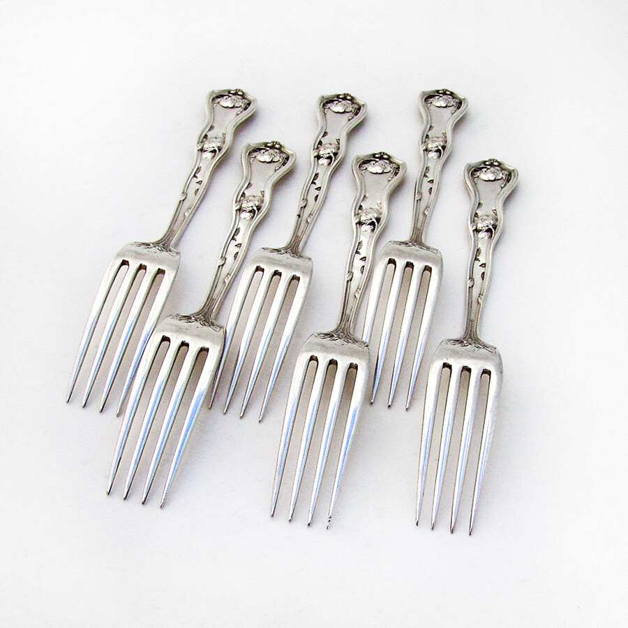 Intaglio Dessert Regular Forks Set Reed Barton Sterling 1905 Mono