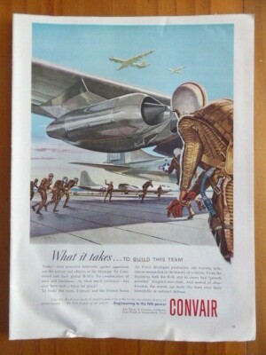 2/1954 PUB CONVAIR USAF TASCHE STRATEGIC AIR COMMAND B-36 BOMBER ORIGINAL ANZEIGE