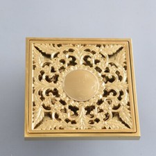 Gold Color Brass Square Bathroom Floor Drain Waste Grate Shower Drainer whr101