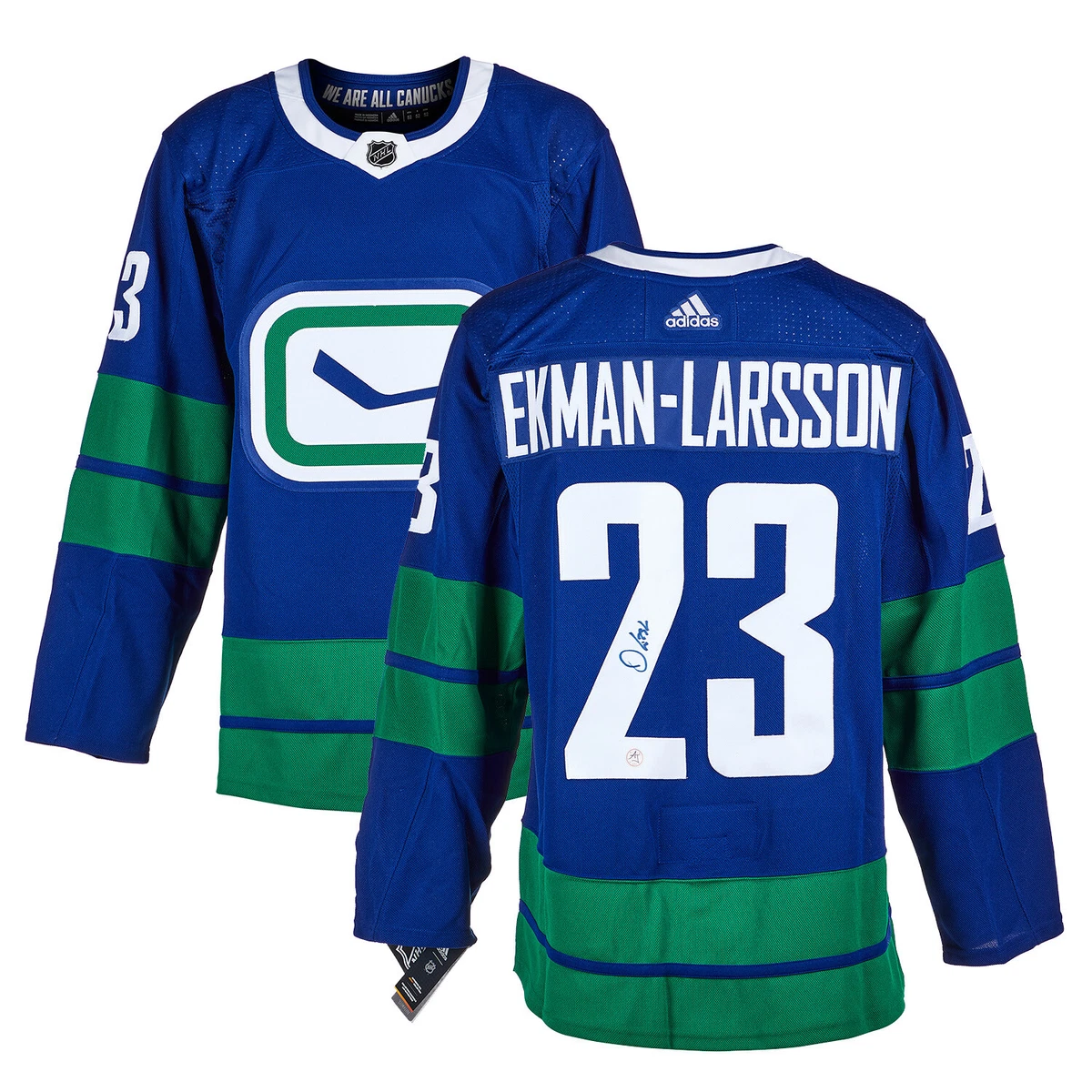 Oliver Ekman Larsson Vancouver Canucks Signed Stick Logo Alt