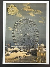 POSTCARD CHICAGO, THE WHITE CITY, WORLD’S COLUMBIAN EXPO 1893- THE FERRIS WHEEL