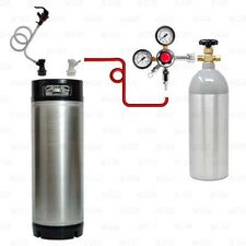 Portable Home Brew Beer Dispensing Kit - Ball Lock Corny Keg + 5lb CO2 Tank
