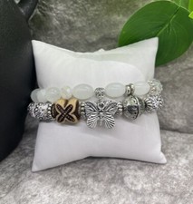 2 PC Handmade Boho Beaded Stackable 6.5  Plus Stretch Bracelet Set New B1178