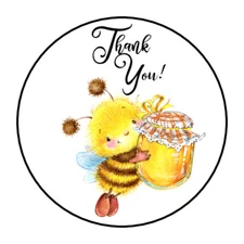 30 1.5" THANK YOU BEE HONEY FAVOR LABELS ROUND STICKERS***