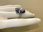 Vintage Signed DSMK STERLING SILVER 925 blue sapphire RING 8 cocktail statement — photo 6