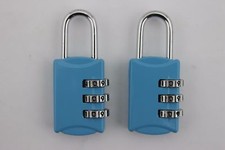 2x Digit Resettable Blue Combination Lock 3 Dial Padlock Door Travel Luggage