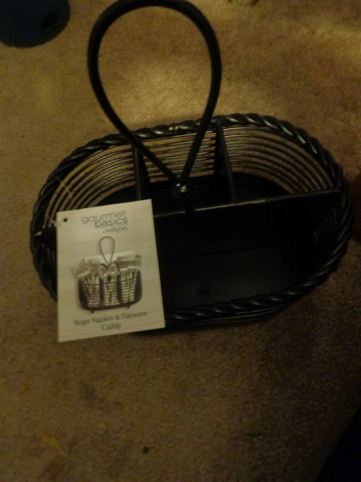 METAL DURABLE GOURMET BASICS MIKASA ROPE NAPKIN FLATWARE PICNIC CONDIMENT CADDY - Image 3 of 4