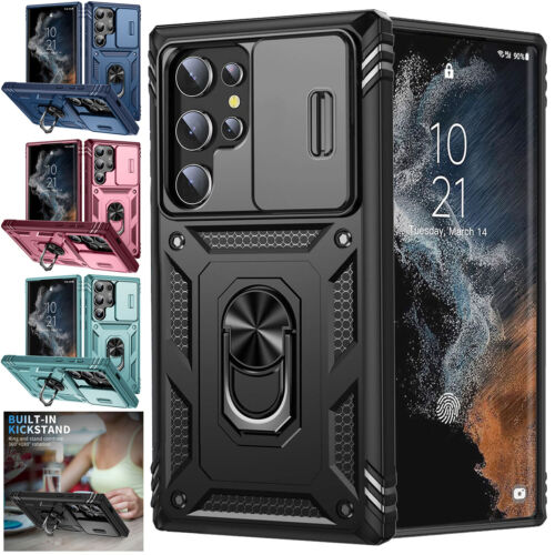 For Samsung Galaxy S22 Ultra/S22+/S22 Ring Stand Camera Slide Protect Case Cover