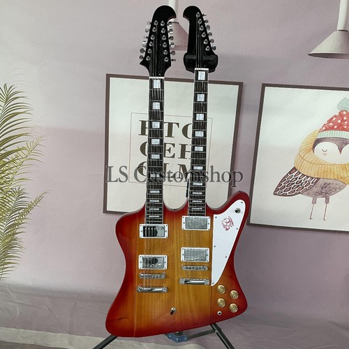 Hot Sale Cherry Sunburst Double Neck Firebird Electric Guitar 12+6 String Solid - Picture 2 of 7