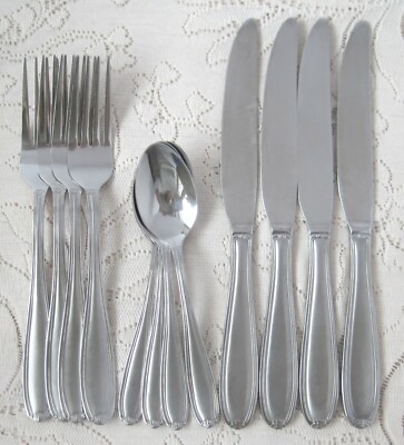 Pfaltzgraff Linden Satin Stainless Lot 12 Pieces