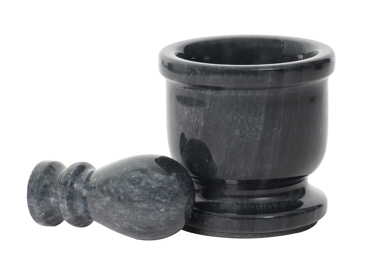 Marble Mortar and Pestle Set Black Palm Size 2.5" Handmade Portable