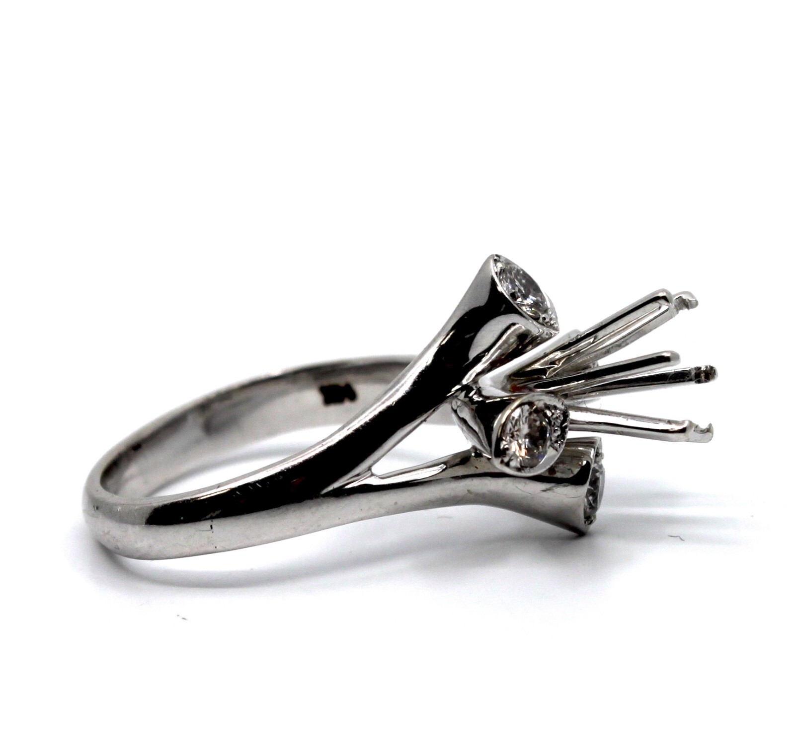 14k Solid White Gold Diamond Four Leaf Engagement… - image 12