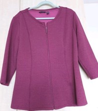 H By Halston Womens Zip Front Jacket Size L Magenta Stretch Lightweight~preloved