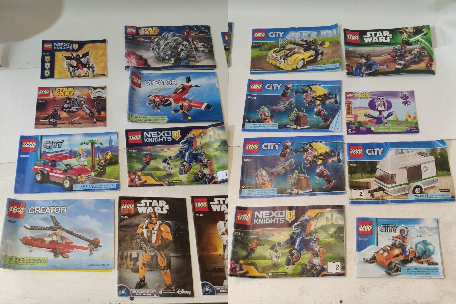 Lego Star Wars Nexo Knights city Instruction Booklets Lot Of 17