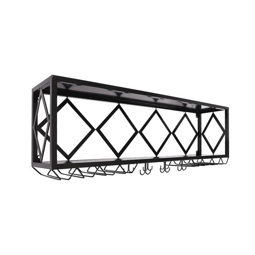 Wall-Mounted Wine Racks & Bottle Holders 2-Tier Metal Rack Home Bar Decor 120CM - Picture 5 of 12