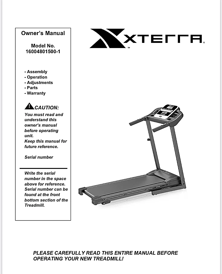 Xterra TR 150 Treadmill FULL OWNER S MANUAL FREE SHIPPING