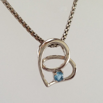 Echter Blautopas Edelstein 925 Sterling Silber Halskette Herz Anhänger NEU